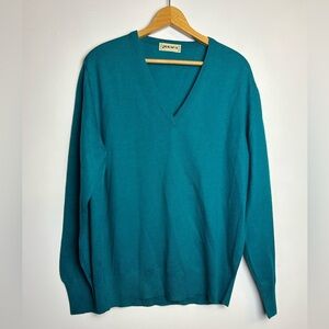 VTG Pokara Teal Wool blend Pullover Sweater Size M old Money Cozy warm